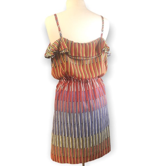 GAP RUFFLED MULTI STRIPED Tiered Ruffle Summer DRESS! Size XL! - Picture 3 of 6